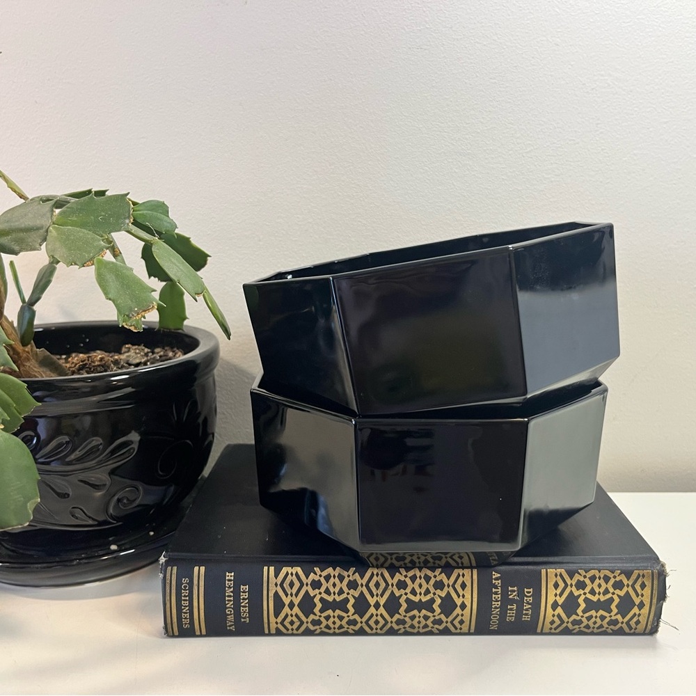 Arcoroc France Octime Black Glass Serving Bowls
